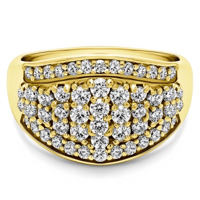 1 Carat Wide Domed Anniversary Band  in Yellow Gold