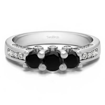 1.5 Carat Black and White Three Stone Peek-a-Boo Wedding Ring