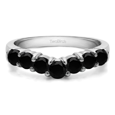 0.5 Ct. Black Graduated Shared Prong Seven Stone Contour Anniversary Wedding Ring