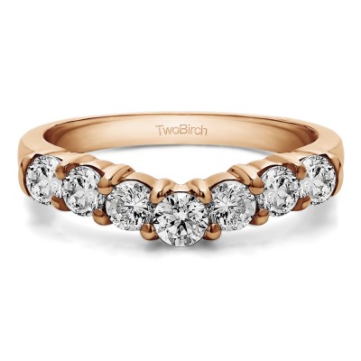 1 Ct. Graduated Shared Prong Seven Stone Contour Anniversary Wedding Ring in Rose Gold