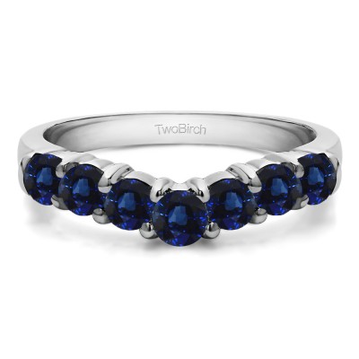0.26 Ct. Sapphire Graduated Shared Prong Seven Stone Contour Anniversary Wedding Ring