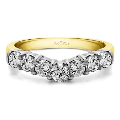 0.5 Ct. Graduated Shared Prong Seven Stone Contour Anniversary Wedding Ring in Two Tone Gold