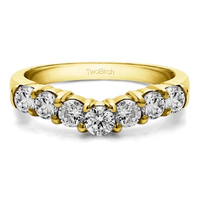1 Ct. Graduated Shared Prong Seven Stone Contour Anniversary Wedding Ring in Yellow Gold