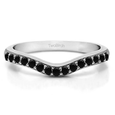 0.24 Ct. Black Fifteen Stone Delicate Curved Wedding Ring