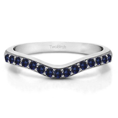 0.5 Ct. Sapphire Fifteen Stone Delicate Curved Wedding Ring
