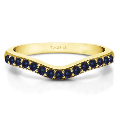 0.5 Ct. Sapphire Fifteen Stone Delicate Curved Wedding Ring in Yellow Gold