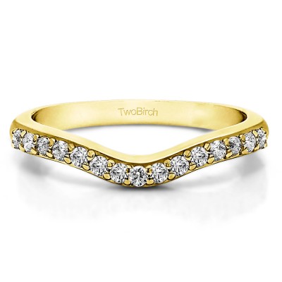0.24 Ct. Fifteen Stone Delicate Curved Wedding Ring in Yellow Gold