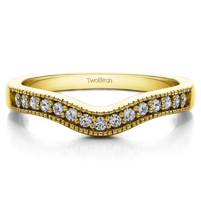 0.24 Ct. Vintage Contour Band with Milgrained Edges in Yellow Gold