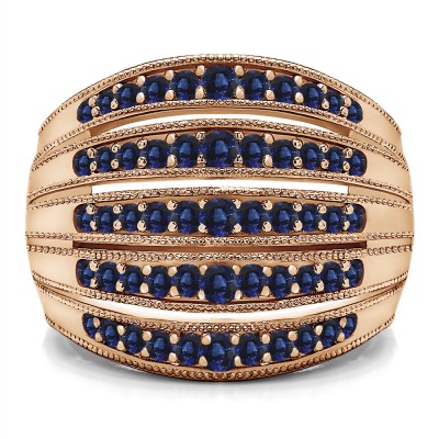 0.52 Carat Sapphire Large Domed Milgrained Anniversary Band in Rose Gold