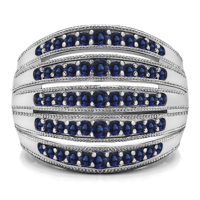 0.52 Carat Sapphire Large Domed Milgrained Anniversary Band