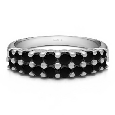 0.96 Carat Black Double Row Double Shared Prong Anniversary Band