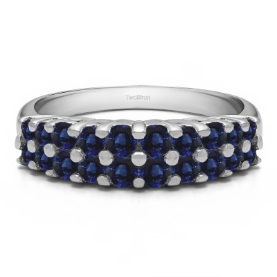 0.96 Carat Sapphire Double Row Double Shared Prong Anniversary Band