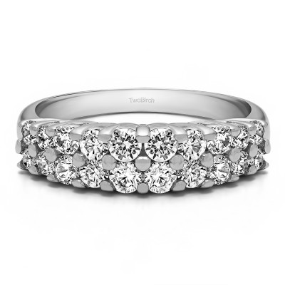 0.96 Carat Double Row Double Shared Prong Anniversary Band