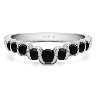 0.5 Ct. Black Nine Stone Contoured Twirl Wedding Ring