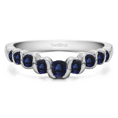 0.75 Ct. Sapphire Nine Stone Contoured Twirl Wedding Ring