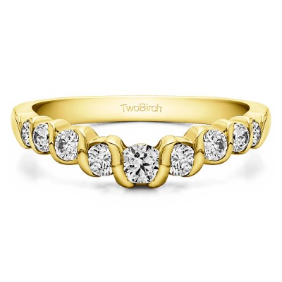 0.5 Ct. Nine Stone Contoured Twirl Wedding Ring in Yellow Gold