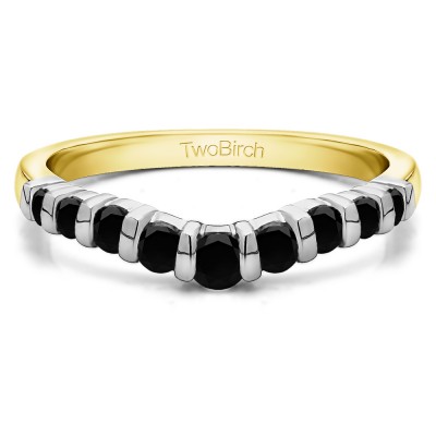 0.75 Ct. Black Nine Stone Bar Set Contour Tracer Band in Two Tone Gold