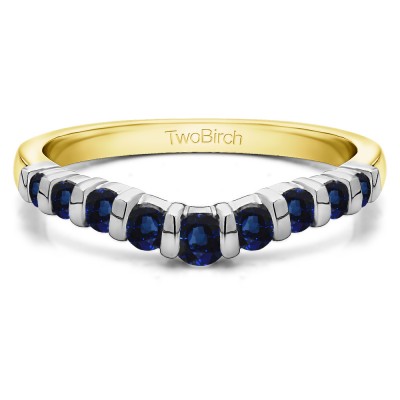 0.42 Ct. Sapphire Nine Stone Bar Set Contour Tracer Band in Two Tone Gold