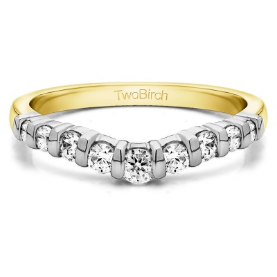 0.75 Ct. Nine Stone Bar Set Contour Tracer Band in Two Tone Gold