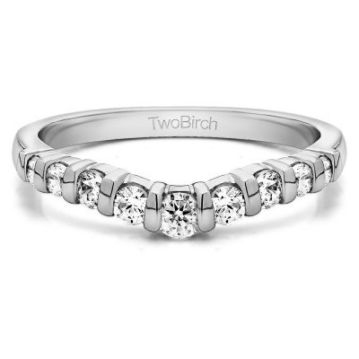 0.75 Ct. Nine Stone Bar Set Contour Tracer Band With Cubic Zirconia Mounted in Sterling Silver.(Size 6)