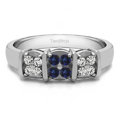 0.31 Carat Sapphire and Diamond Illusion Three Stone Wedding Ring