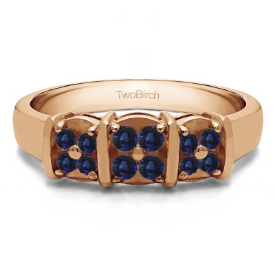 0.31 Carat Sapphire Illusion Three Stone Wedding Ring in Rose Gold