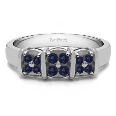 0.31 Carat Sapphire Illusion Three Stone Wedding Ring