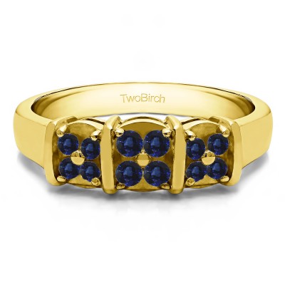 0.31 Carat Sapphire Illusion Three Stone Wedding Ring in Yellow Gold