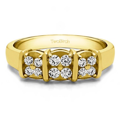 0.31 Carat Illusion Three Stone Wedding Ring in Yellow Gold