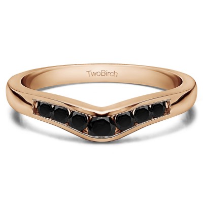0.23 Ct. Black Graduated Seven Stone Contour Wedding Ring in Rose Gold
