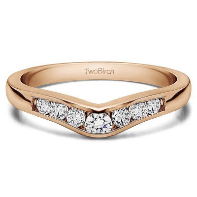 0.23 Ct. Graduated Seven Stone Contour Wedding Ring in Rose Gold