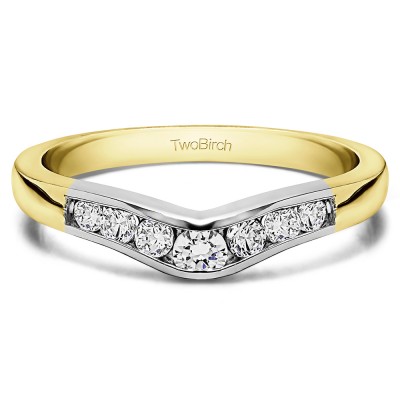 0.23 Ct. Graduated Seven Stone Contour Wedding Ring in Two Tone Gold