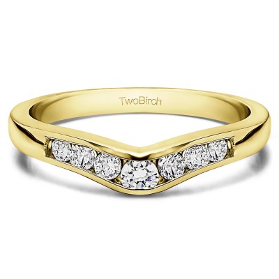 0.23 Ct. Graduated Seven Stone Contour Wedding Ring in Yellow Gold