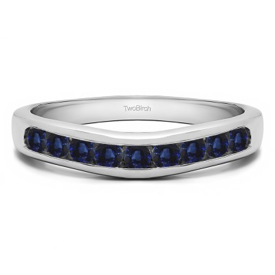 0.25 Ct. Sapphire Nine Stone Round Channel Set Contour Curved Band