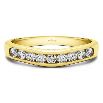 0.5 Ct. Nine Stone Round Channel Set Contour Curved Band in Yellow Gold