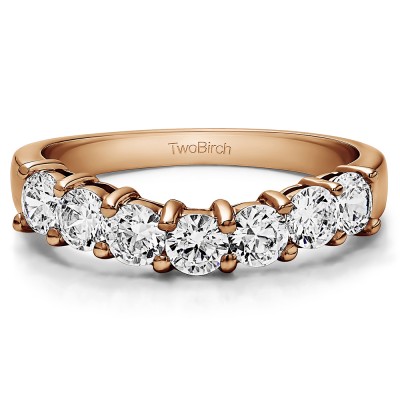0.5 Ct. Seven Stone Shared Prong Contoured Wedding Ring in Rose Gold
