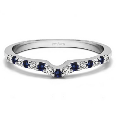 0.25 Ct. Sapphire and Diamond Delicate Notched Contour Band