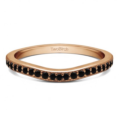 0.25 Ct. Black Dainty Curved Round Shared Prong Tracer Band in Rose Gold