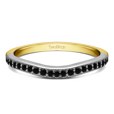 0.25 Ct. Black Dainty Curved Round Shared Prong Tracer Band in Two Tone Gold