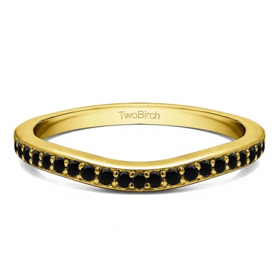 0.25 Ct. Black Dainty Curved Round Shared Prong Tracer Band in Yellow Gold