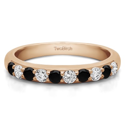 0.5 Carat Black and White Common Prong Set Wedding Ring in Rose Gold