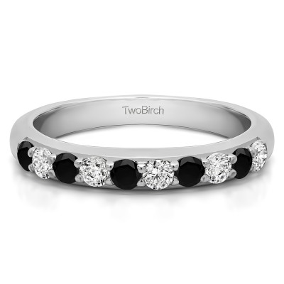 0.5 Carat Black and White Common Prong Set Wedding Ring
