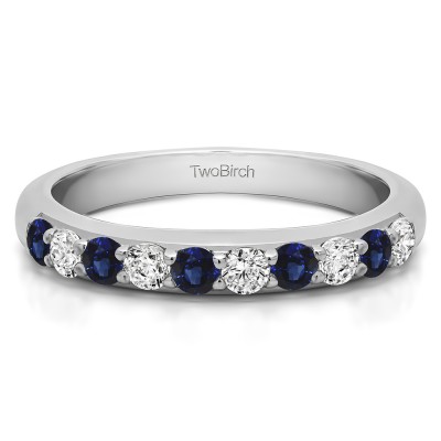 0.5 Carat Sapphire and Diamond Common Prong Set Wedding Ring
