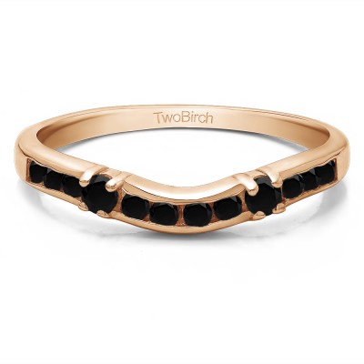 0.35 Ct. Black Twelve Stone Prong and Channel Set Classic Contour Band in Rose Gold