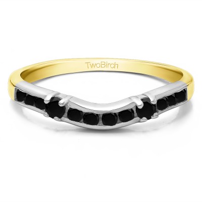 0.35 Ct. Black Twelve Stone Prong and Channel Set Classic Contour Band in Two Tone Gold