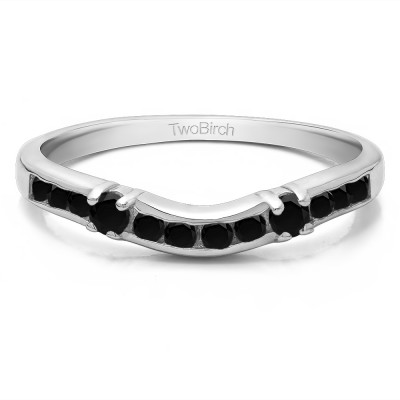 0.35 Ct. Black Twelve Stone Prong and Channel Set Classic Contour Band