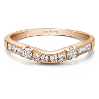 0.35 Ct. Twelve Stone Prong and Channel Set Classic Contour Band in Rose Gold