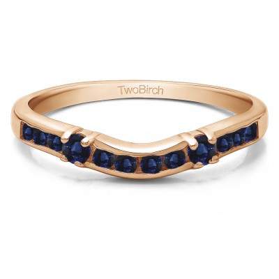0.35 Ct. Sapphire Twelve Stone Prong and Channel Set Classic Contour Band in Rose Gold