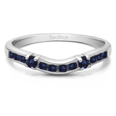 0.35 Ct. Sapphire Twelve Stone Prong and Channel Set Classic Contour Band