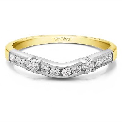 0.35 Ct. Twelve Stone Prong and Channel Set Classic Contour Band in Two Tone Gold